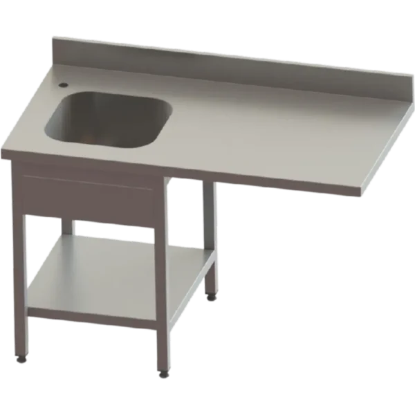 Spălător Cu Rebord, O Cuvă Stânga Și Picurător Dreapta, Cu O Poliță Inferioară, Demontabil - Kraftinox