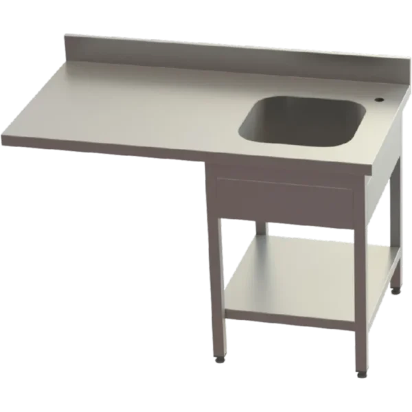 Spălător Cu Rebord, O Cuvă Dreapta Și Picurător Stânga, Cu O Poliță Inferioară, Demontabil - Kraftinox