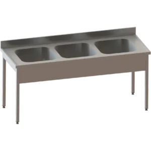 Spălător Cu Rebord, 3 Cuve Stânga Și Picurător Dreapta, Fără Poliță Inferioară, Demontabil - Kraftinox