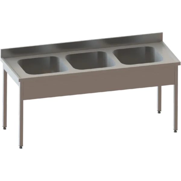 Spălător Cu Rebord, 3 Cuve Stânga Și Picurător Dreapta, Fără Poliță Inferioară, Demontabil - Kraftinox