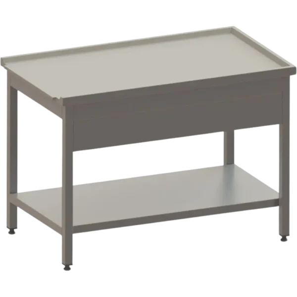 Masă De Ieșire Dreapta Cu Rebord Pentru Mașină De Spălat Cu Capotă, Cu O Poliță Inferioară, Demontabil - Kraftinox