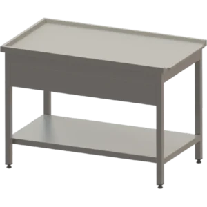 Masă De Ieșire Stânga Cu Rebord Pentru Mașină De Spălat Cu Capotă, Cu 1 Poliță Inferioară, Demontabil - Kraftinox