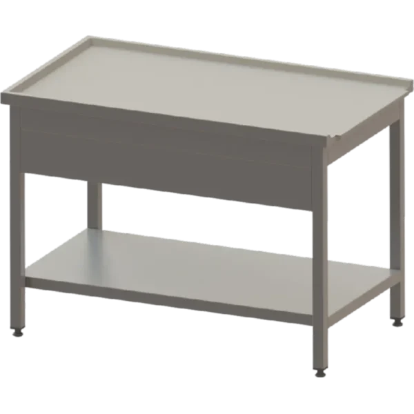 Masă De Ieșire Stânga Cu Rebord Pentru Mașină De Spălat Cu Capotă, Cu 1 Poliță Inferioară, Demontabil - Kraftinox